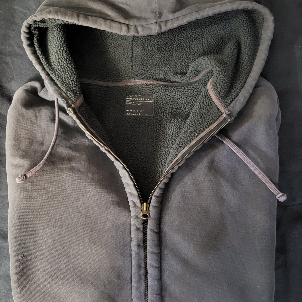J. Crew Gray Hooded Jacket Natural Stress - IndieSleaze
